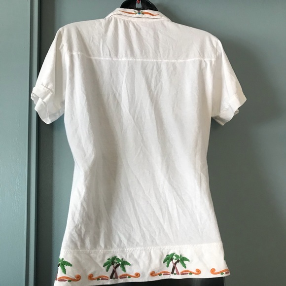 Cotton Polo Top w/Green /Brown Palm Trees Pussers British Virgin Islands Medium - Picture 4 of 9